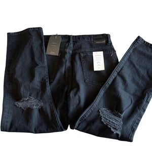 Current/Elliott jeans women 30x28 boyfriend Black distressed grunge‎ denim NWT